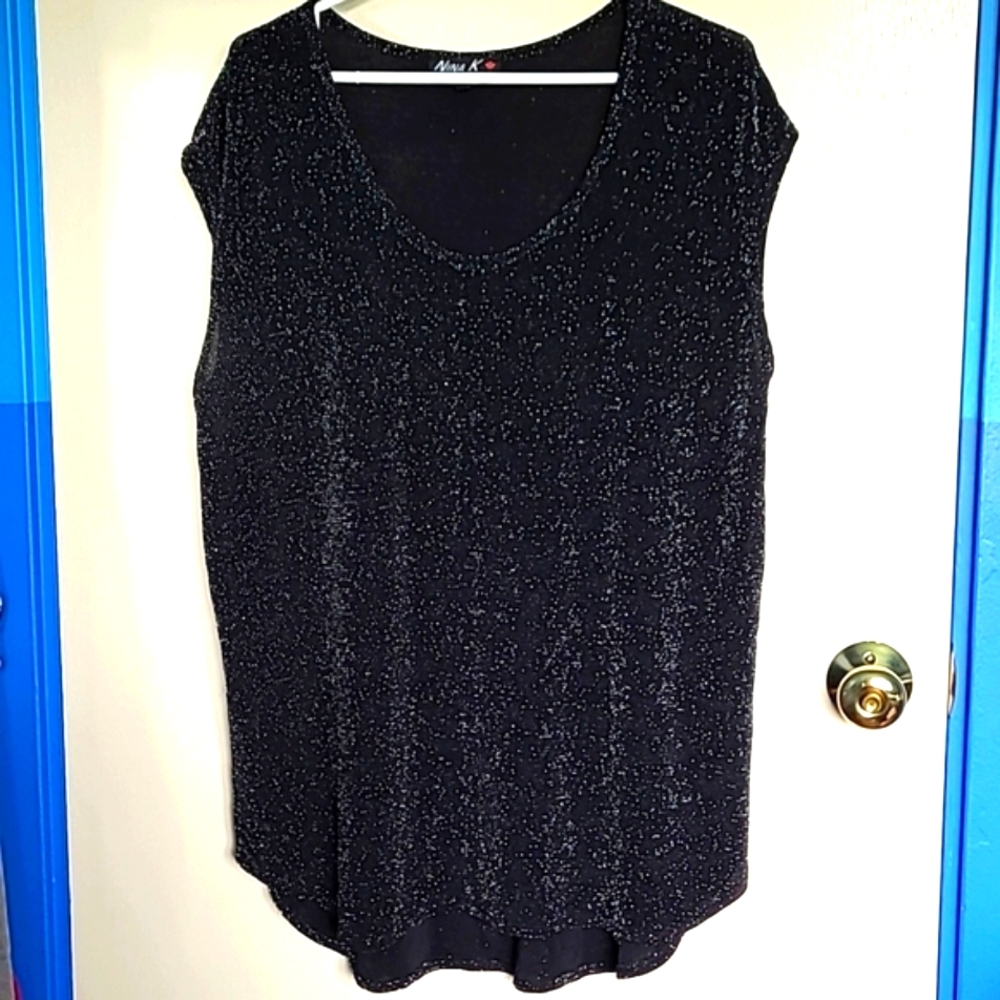 Nina K Ladies Black and Silver Sleeveless Top